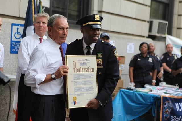 Mayor Bloomberg appearing at the 32nd Precinct for "National Night Out" yesterday